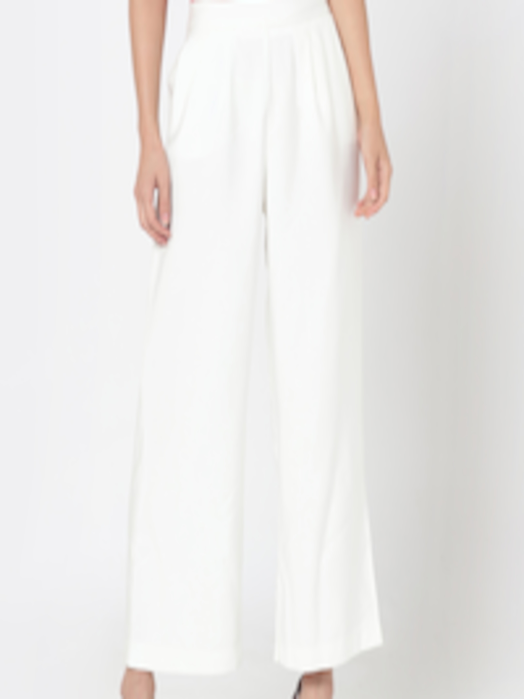 Buy ONLY Women Off White Loose Fit Solid Regular Trousers - Trousers ...