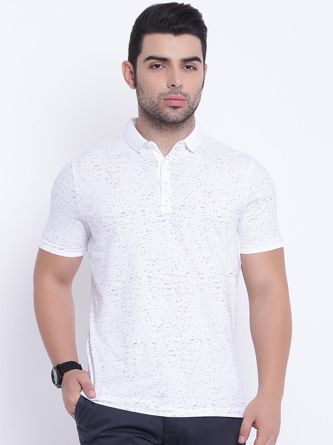 Buy Blackberrys Men White Printed Polo Collar T Shirt - Tshirts for Men 6875552 | Myntra