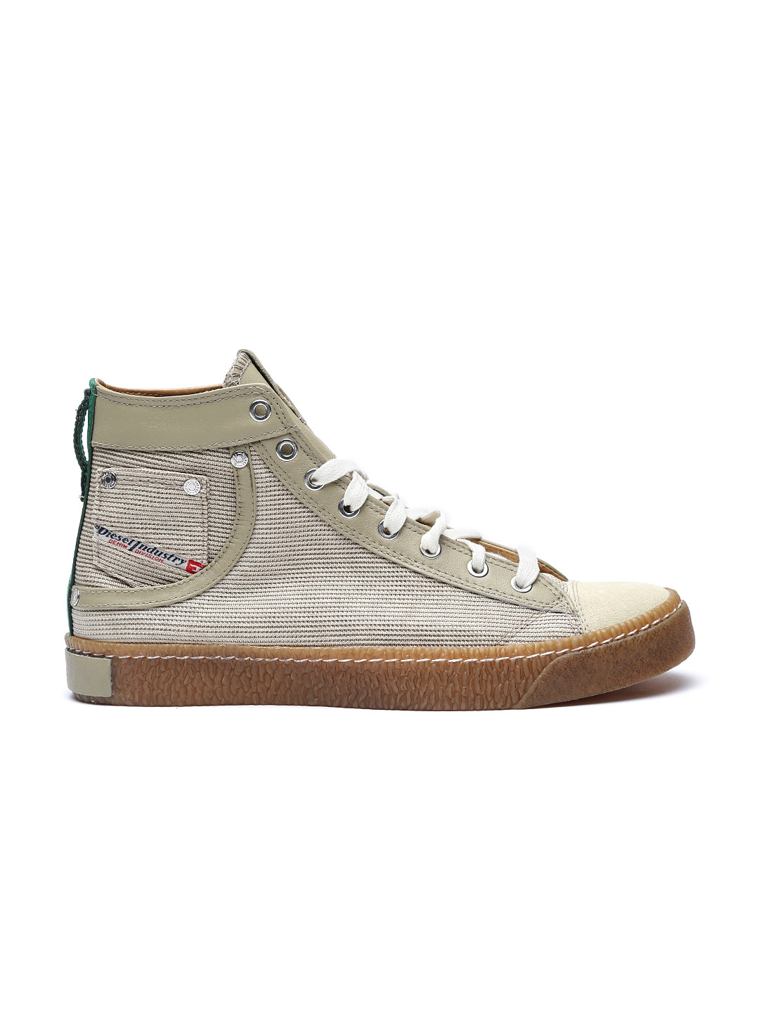 Buy DIESEL Men Beige Solid Textile Mid Top Sneakers - Casual Shoes for ...