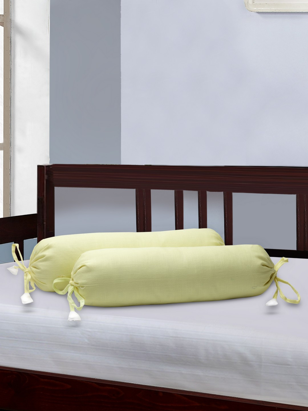 Buy THE BABY ATELIER Yellow Set Of 2 Solid 300 TC Bolster Covers