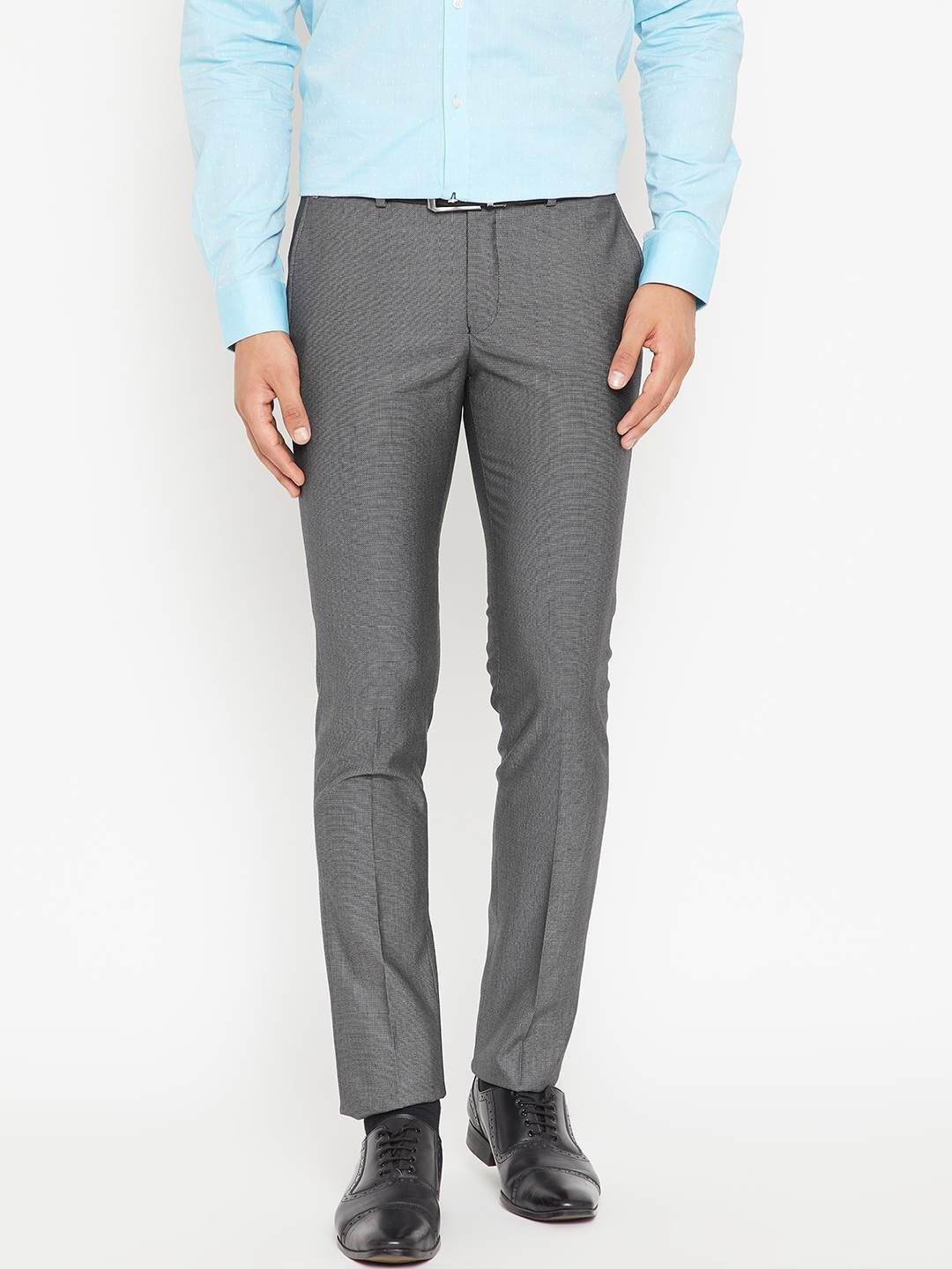 Buy Blackberrys Men Charcoal Slim Fit Solid Formal Trousers - Trousers ...