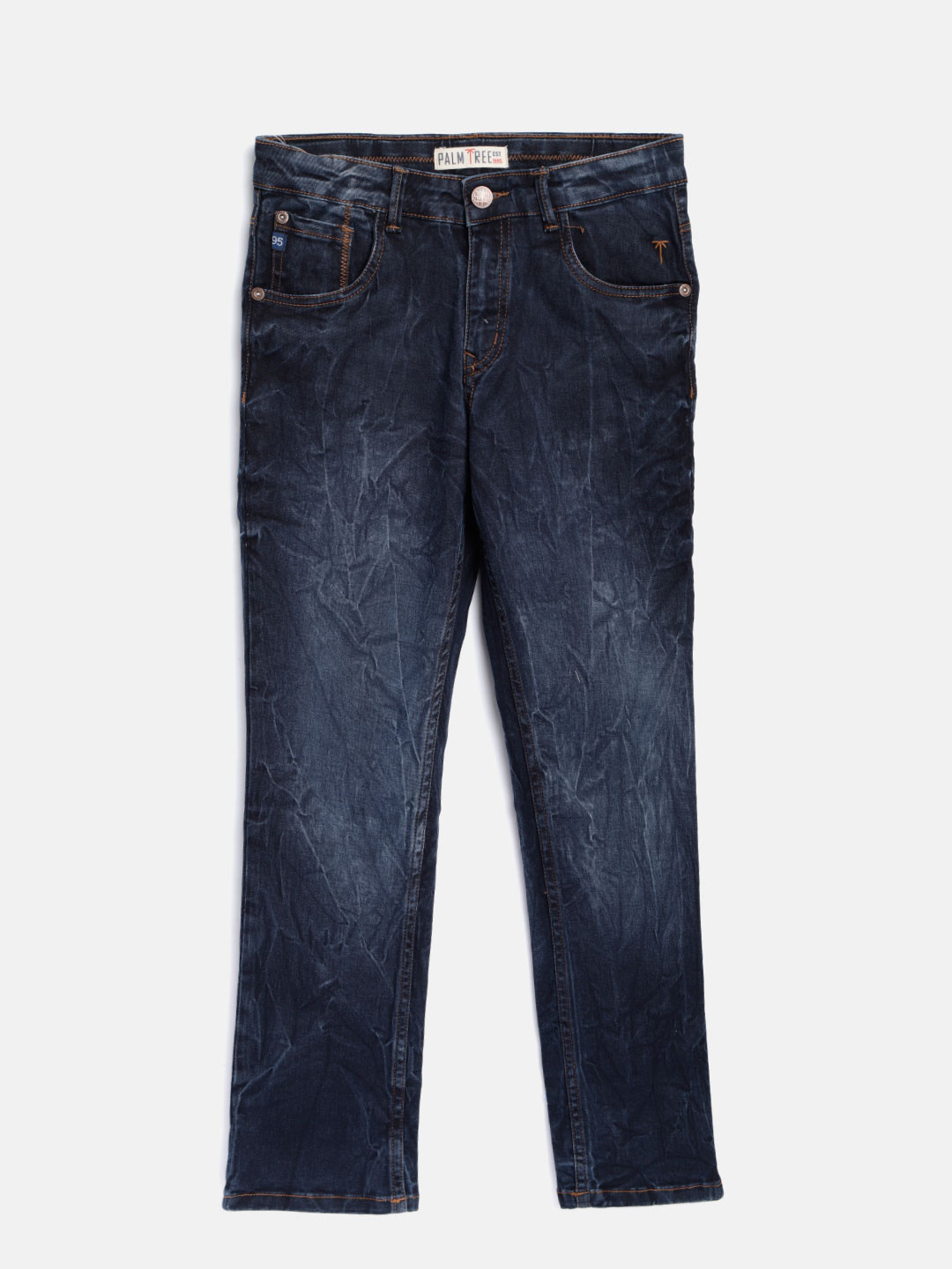 Buy Palm Tree Boys Navy Blue Regular Fit Mid Rise Clean Look