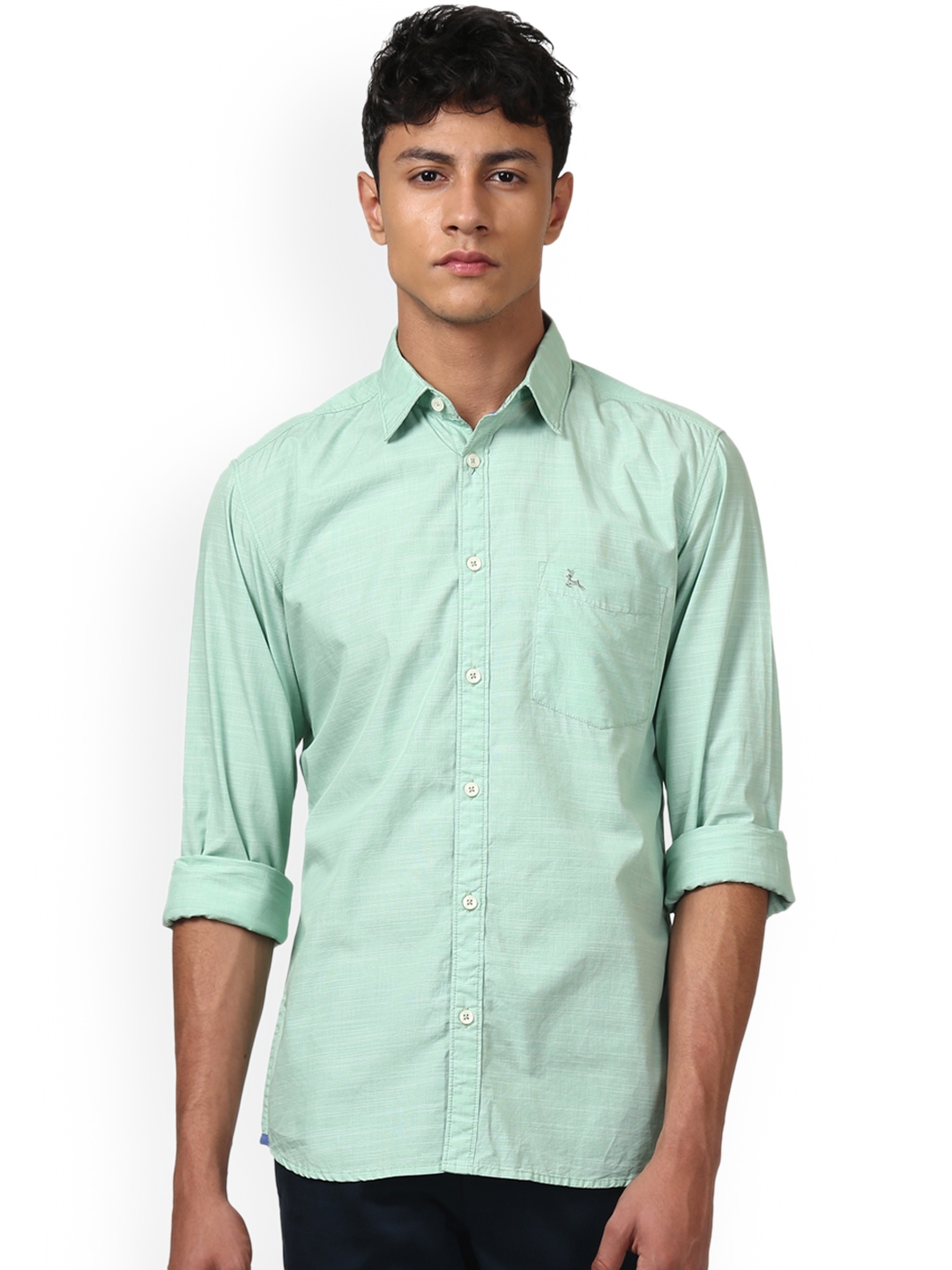 Buy Parx Men Green Slim Fit Solid Casual Shirt - Shirts for Men 6925190 ...