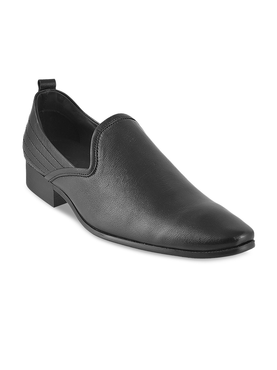 Buy Metro Men Black Solid Semiformal Leather Slip On Shoes Formal
