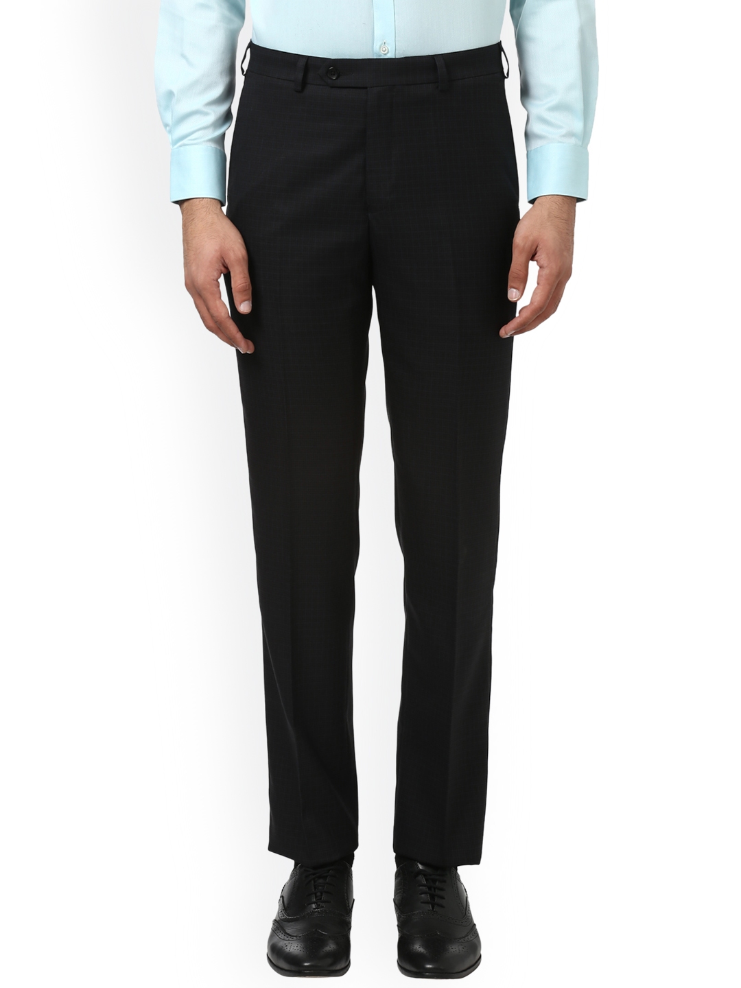 Buy Raymond Men Black Regular Fit Solid Formal Trousers - Trousers for ...