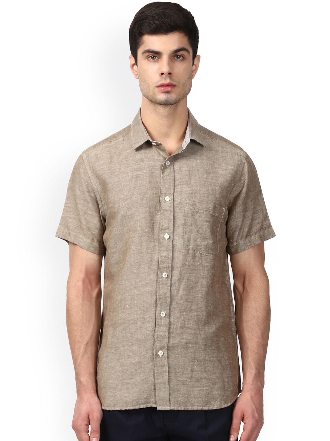 Buy ColorPlus Men Khaki Tailored Fit Printed Casual Shirt Shirts for