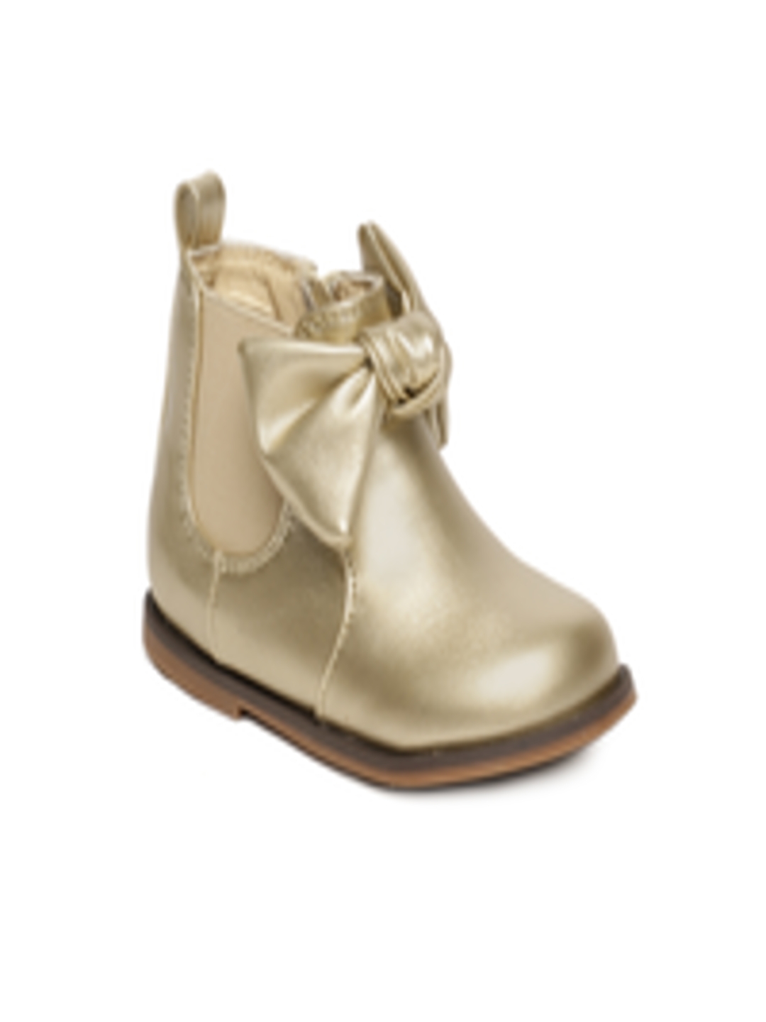Buy Fame Forever By Lifestyle Girls Gold Toned Solid Mid Top Flat Boots ...