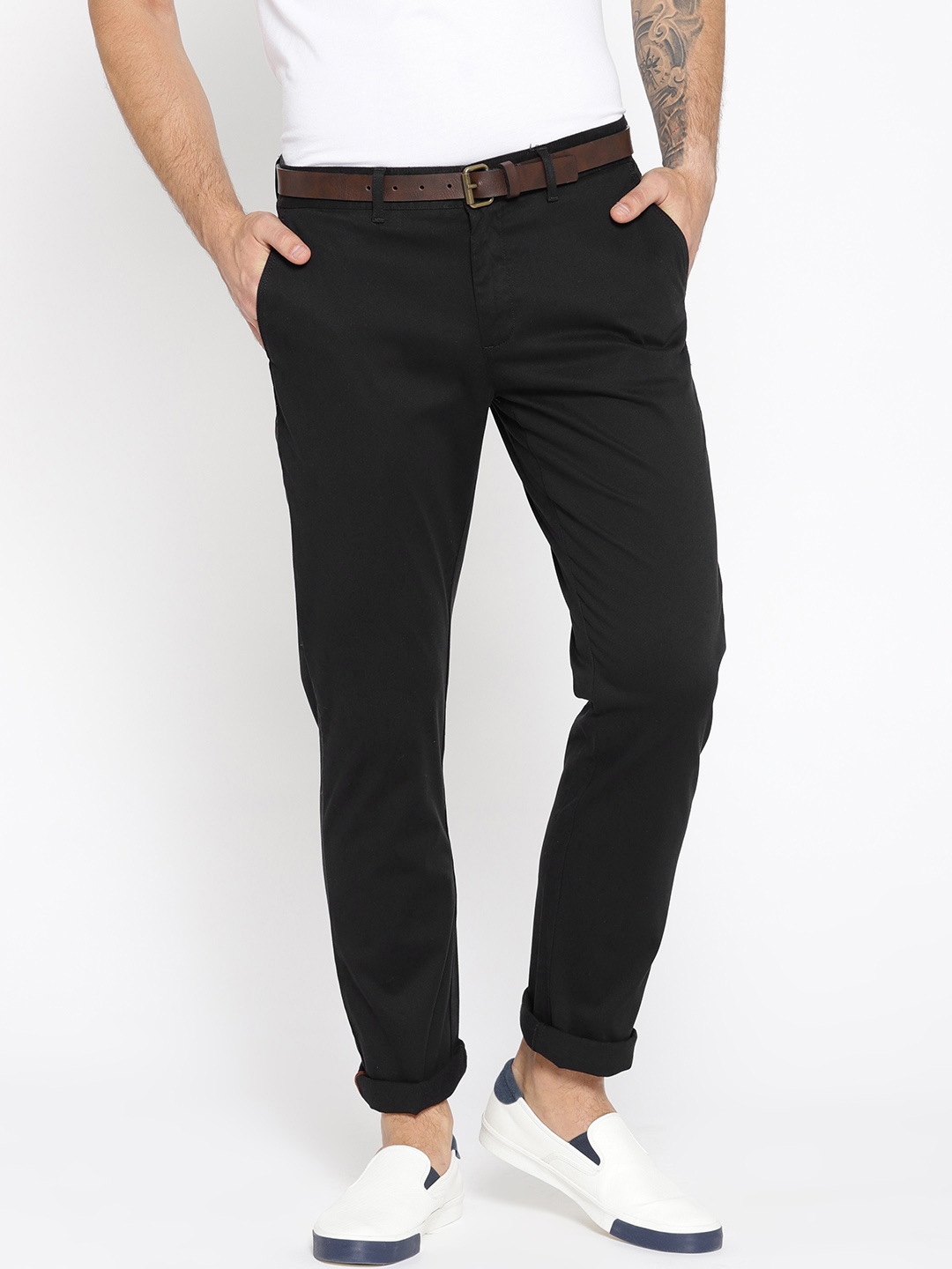 Buy Blackberrys Men Black Sharp Fit Solid Trousers - Trousers for Men ...