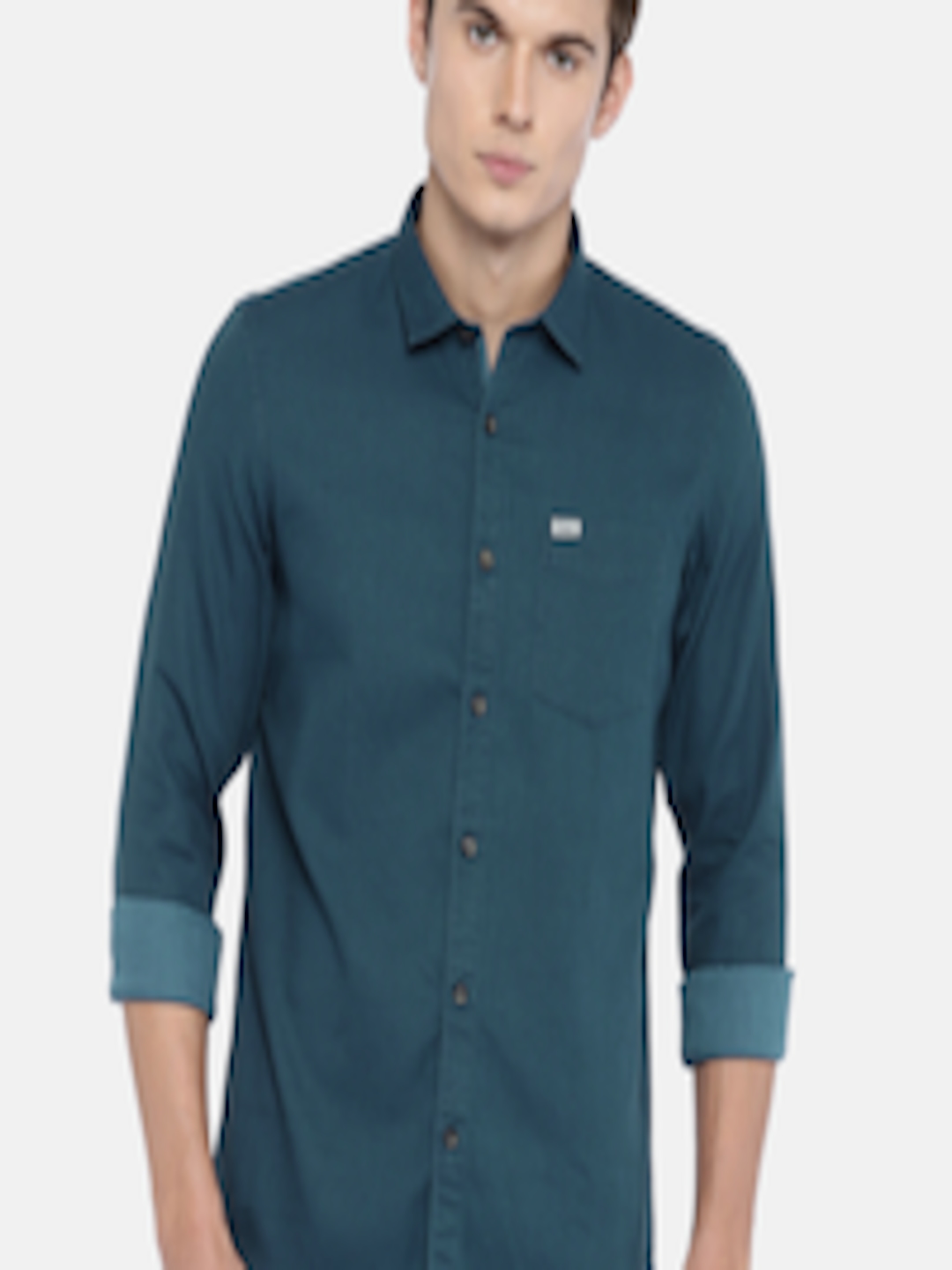 Buy Lee Cooper Men Navy Blue Regular Fit Self Design Casual Shirt ...