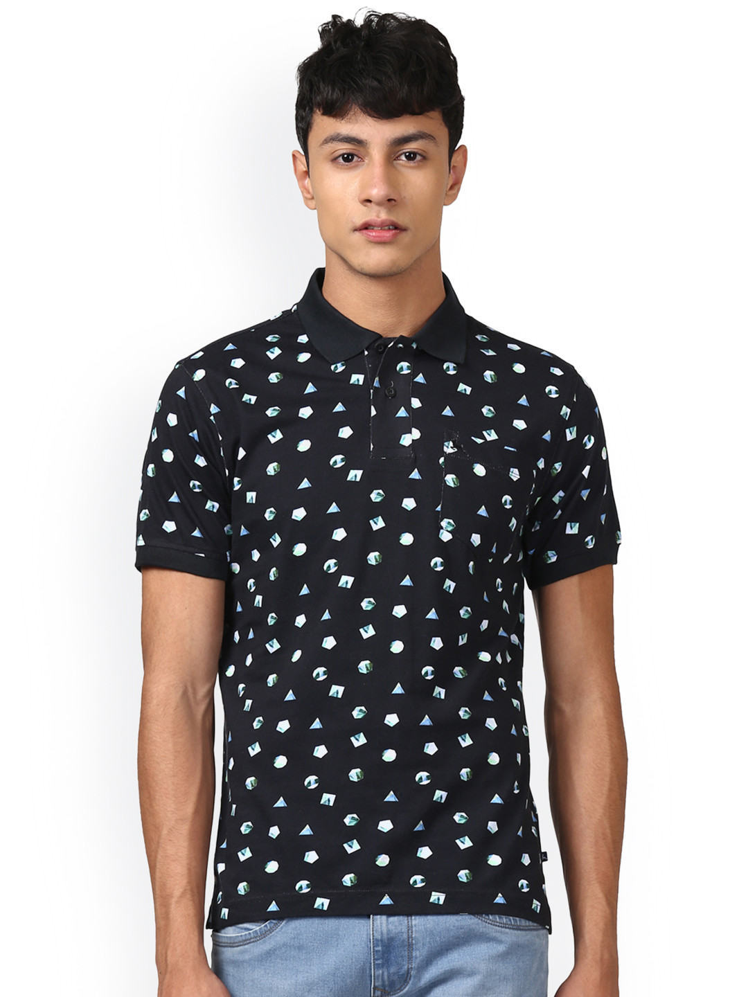 Buy Parx Men Black Printed Polo Collar T Shirt - Tshirts for Men ...