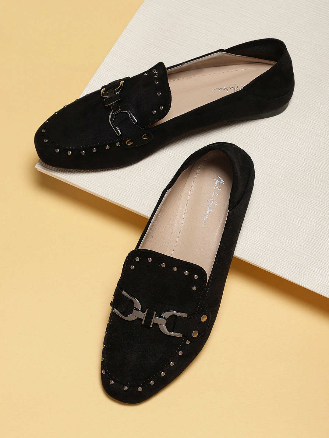 Buy Mast & Harbour Women Black Embellished Loafers Casual Shoes for