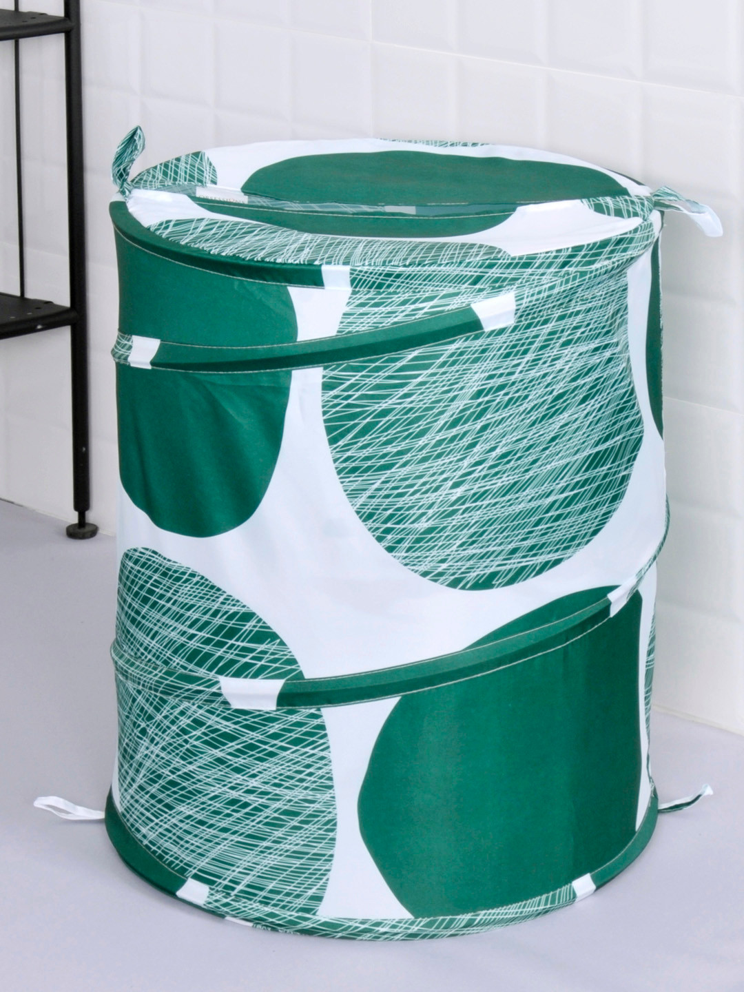 Buy OBSESSIONS Green & White Printed Laundry Bag Laundry Bag for