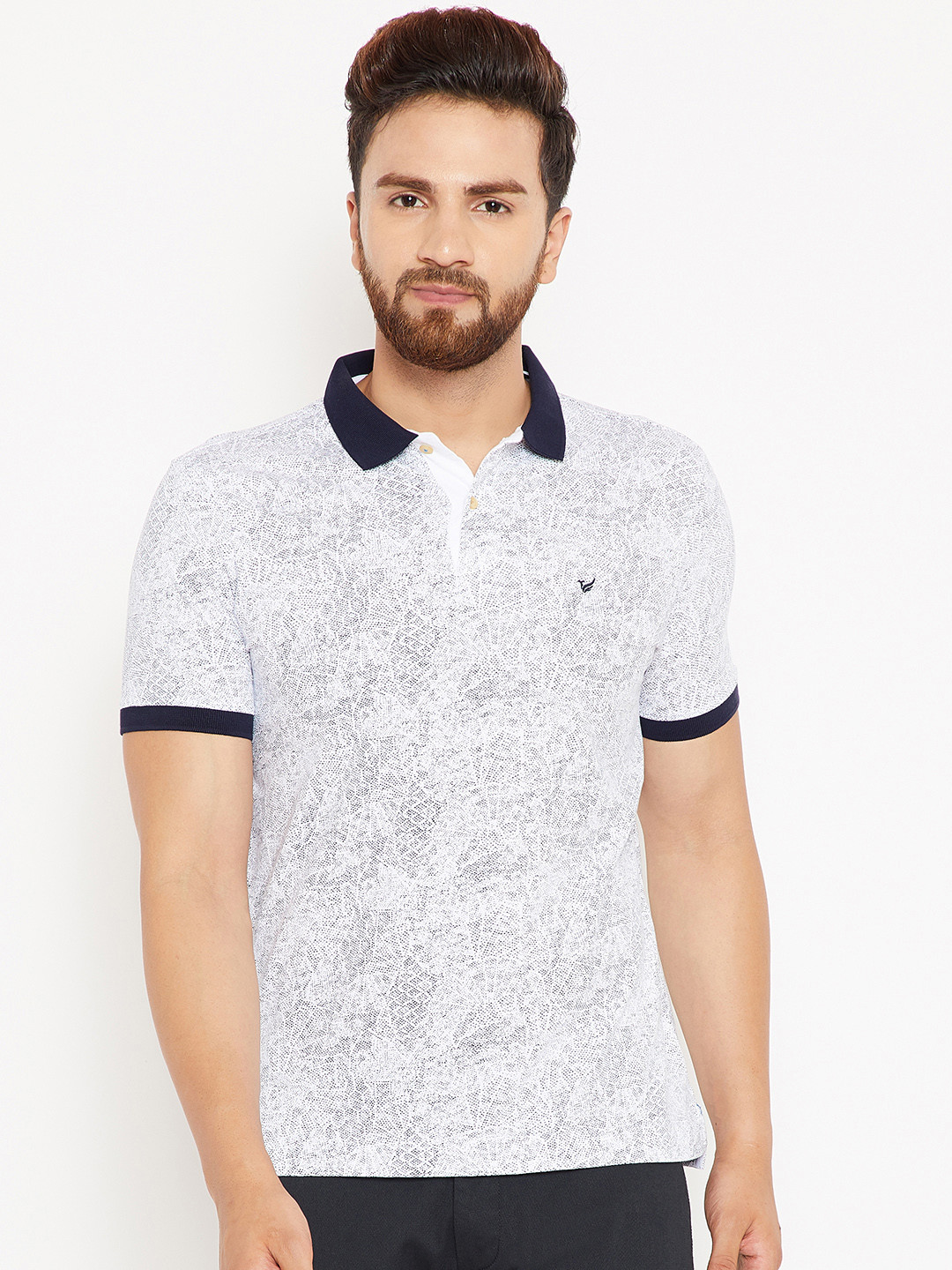 Buy Blackberrys Men White Printed Polo Collar T Shirt - Tshirts for Men 6955725 | Myntra