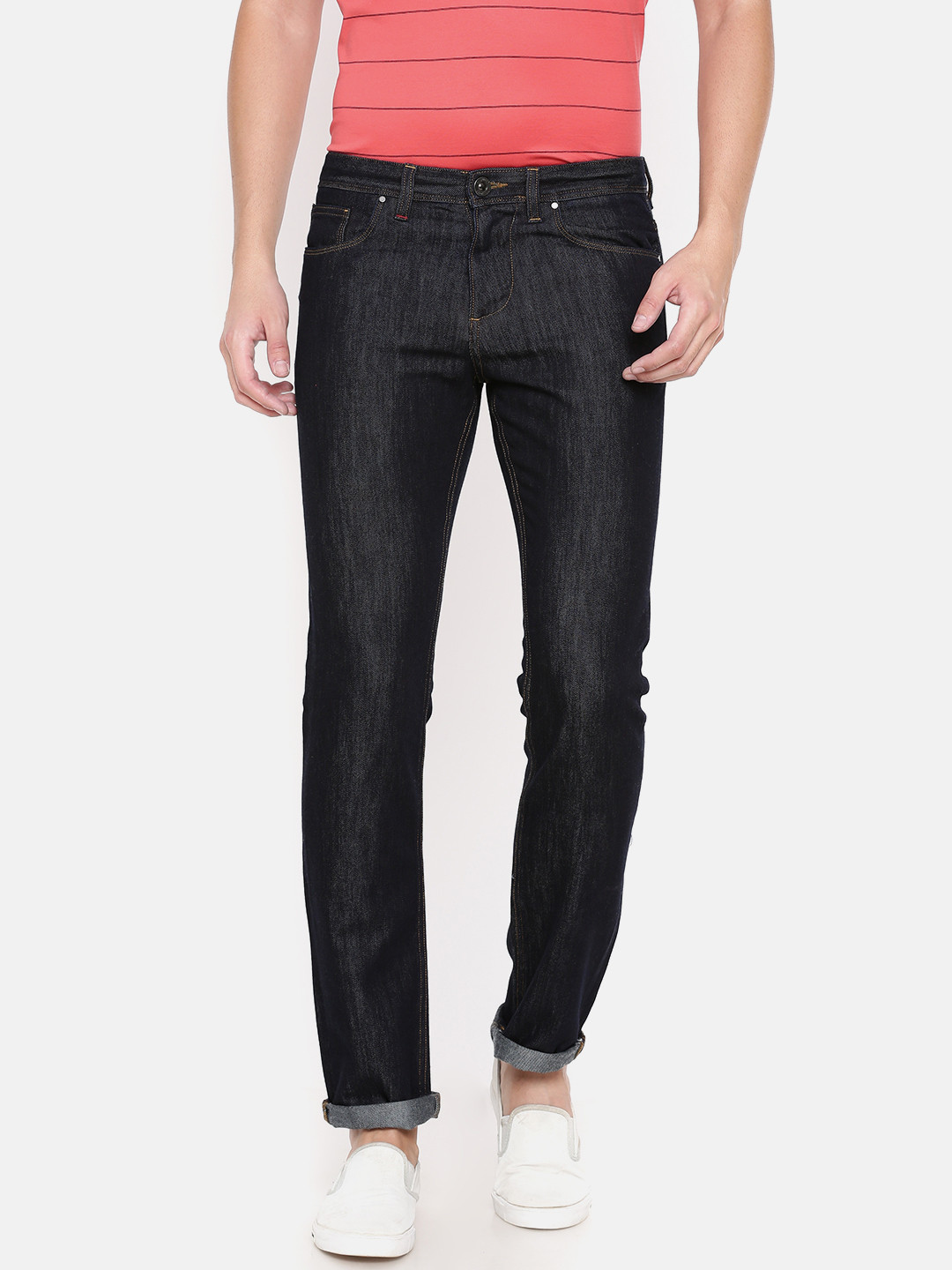 Buy Raymond Men Navy Contemporary Regular Fit Mid Rise Clean Look Jeans