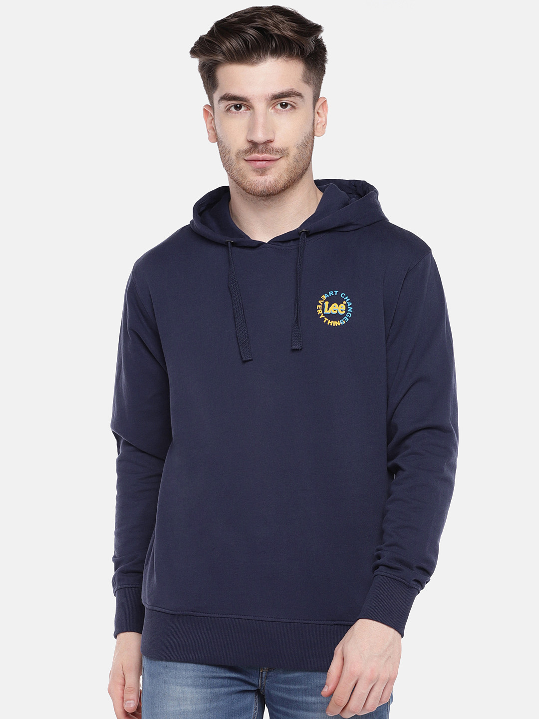 Buy Lee Men Navy Blue Solid Hooded Sweatshirt Sweatshirts for Men