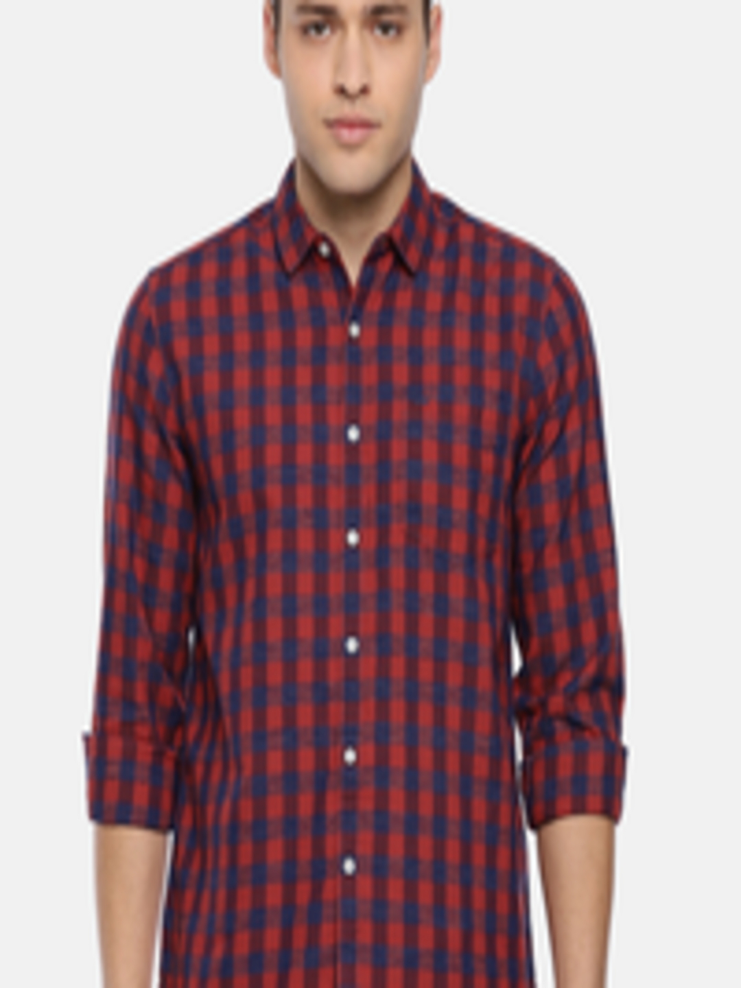 Buy Lee Men Red & Blue Slim Fit Checked Casual Shirt - Shirts for Men ...
