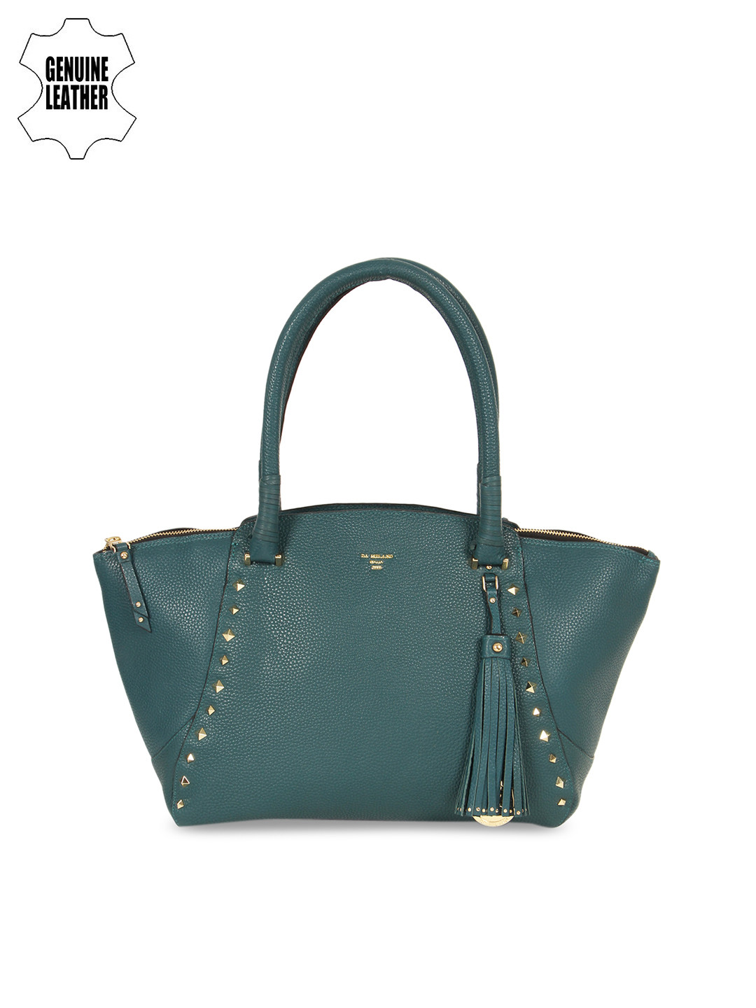 Buy Da Milano Teal Solid Genuine Leather Handheld Bag Handbags for