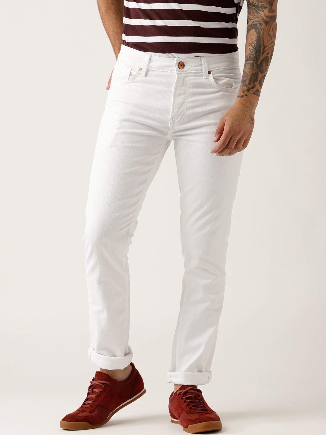 Buy United Colors Of Benetton Men White Skinny Fit Mid Rise Clean Look ...