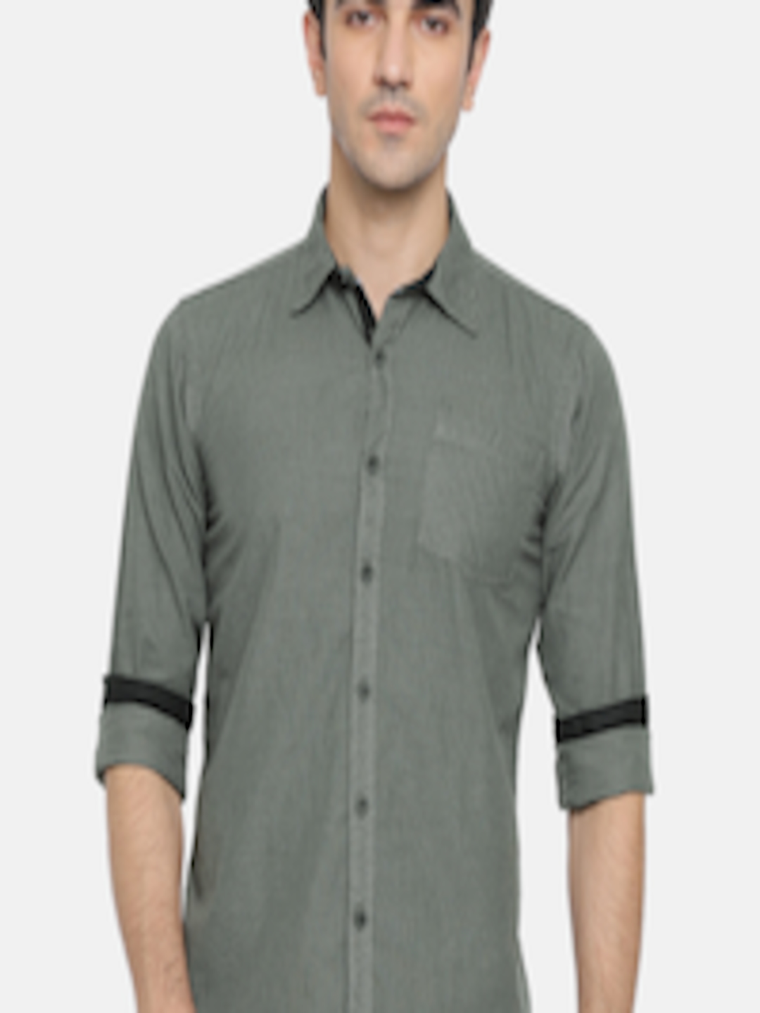 Buy Ruggers Men Black & Grey Regular Fit Self Design Casual Shirt ...