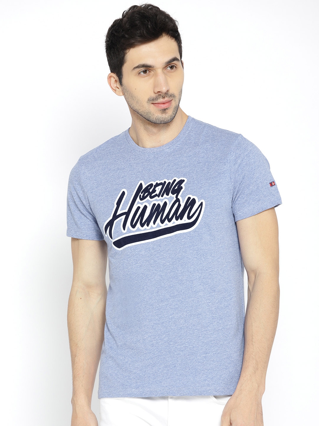 Buy Being Human Men Blue Printed Round Neck T Shirt - Tshirts for Men ...