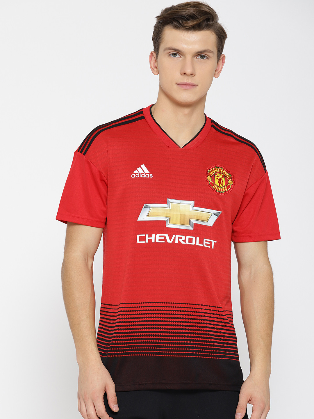 Buy ADIDAS Men Red & Black Striped Manchester United FC ...