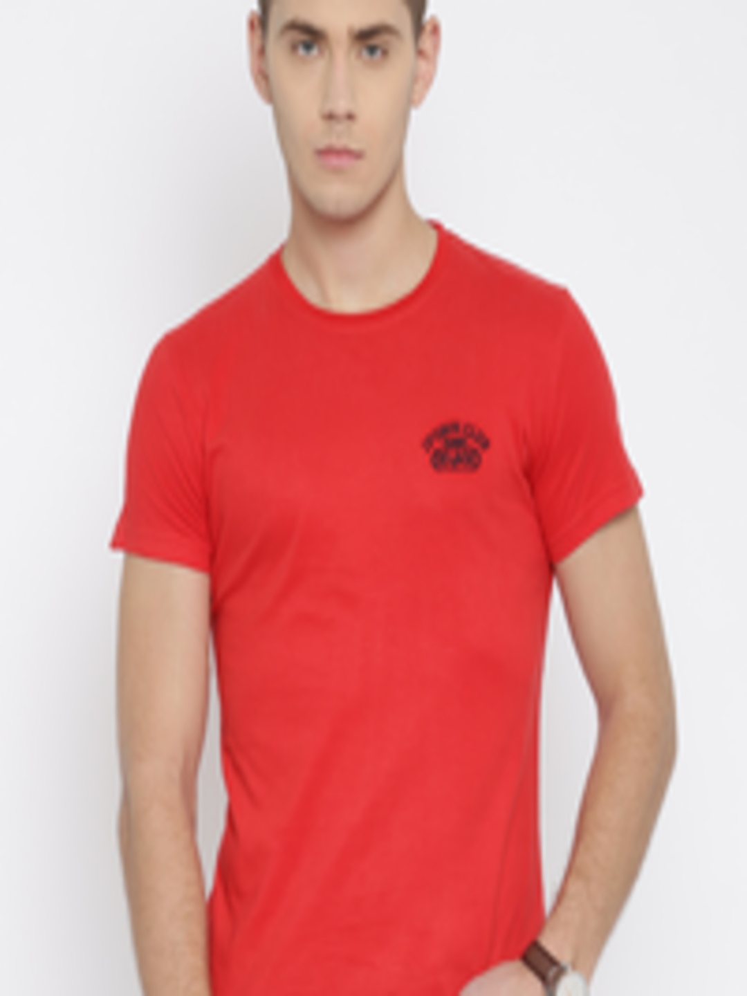 Buy John Players Men Red Pure Cotton T Shirt - Tshirts for Men 697679 ...