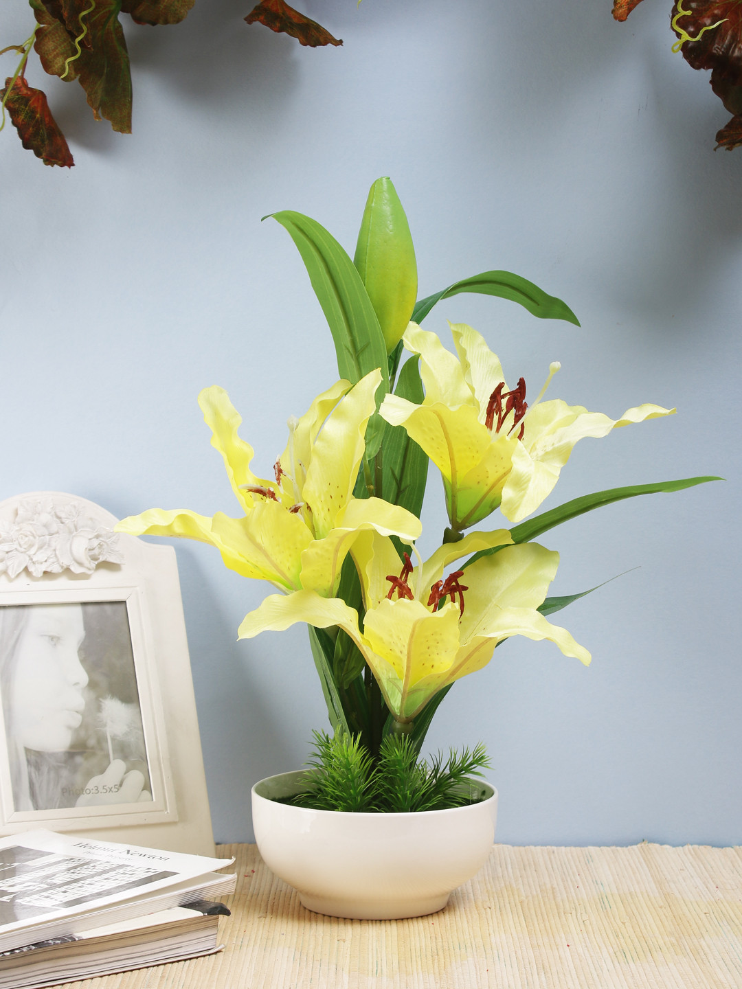 Buy Oddcraft Yellow Artificial Tiger Lily With Pot Artificial Flowers