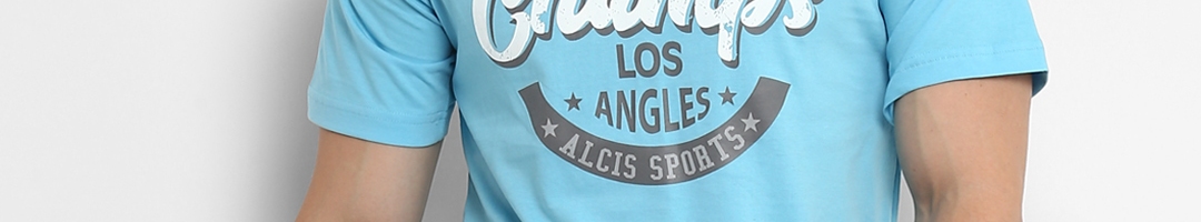 Buy Alcis Men Blue Printed Round Neck T Shirt - Tshirts for Men 6979311 ...