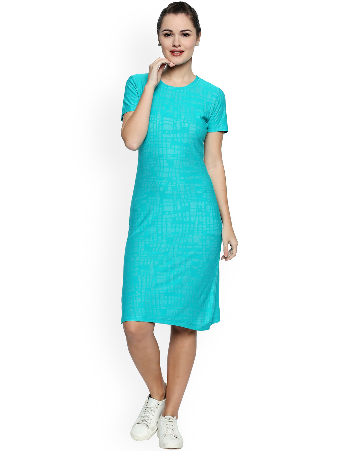 Buy Blu Finch Women Sea Green Solid Sheath Dress Dresses for Women