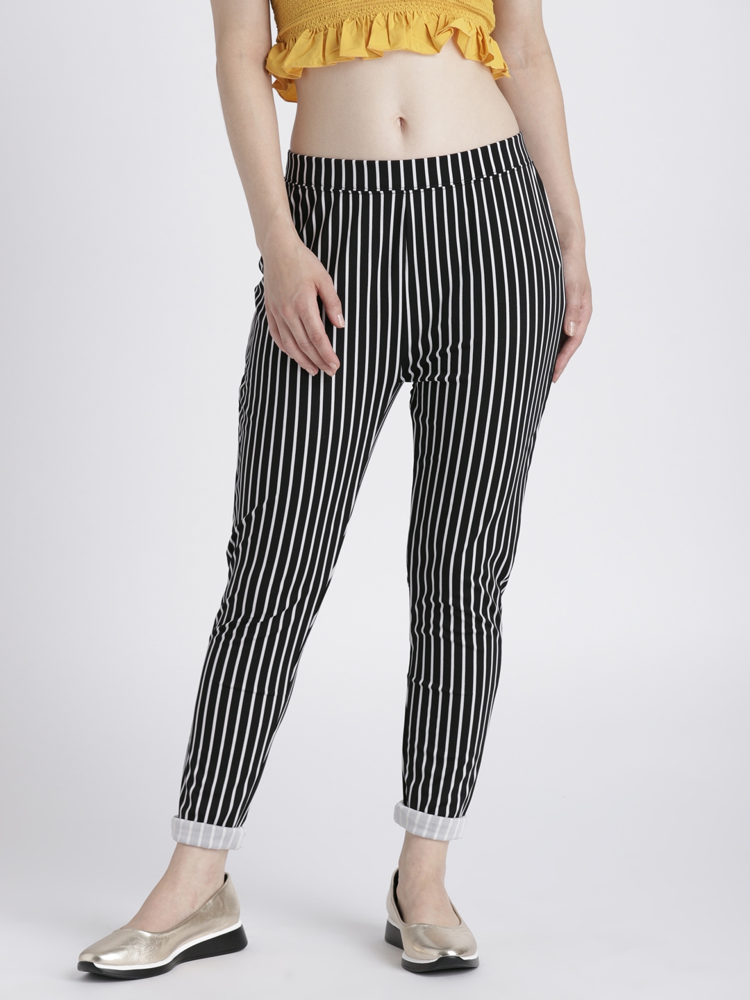 black and white trousers