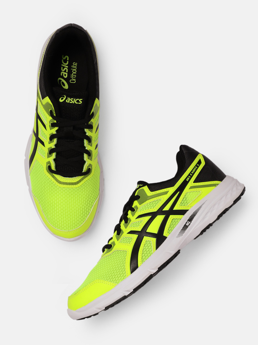 Buy ASICS Men Fluorescent Green Woven Design Gel Excite 5 Running Shoes
