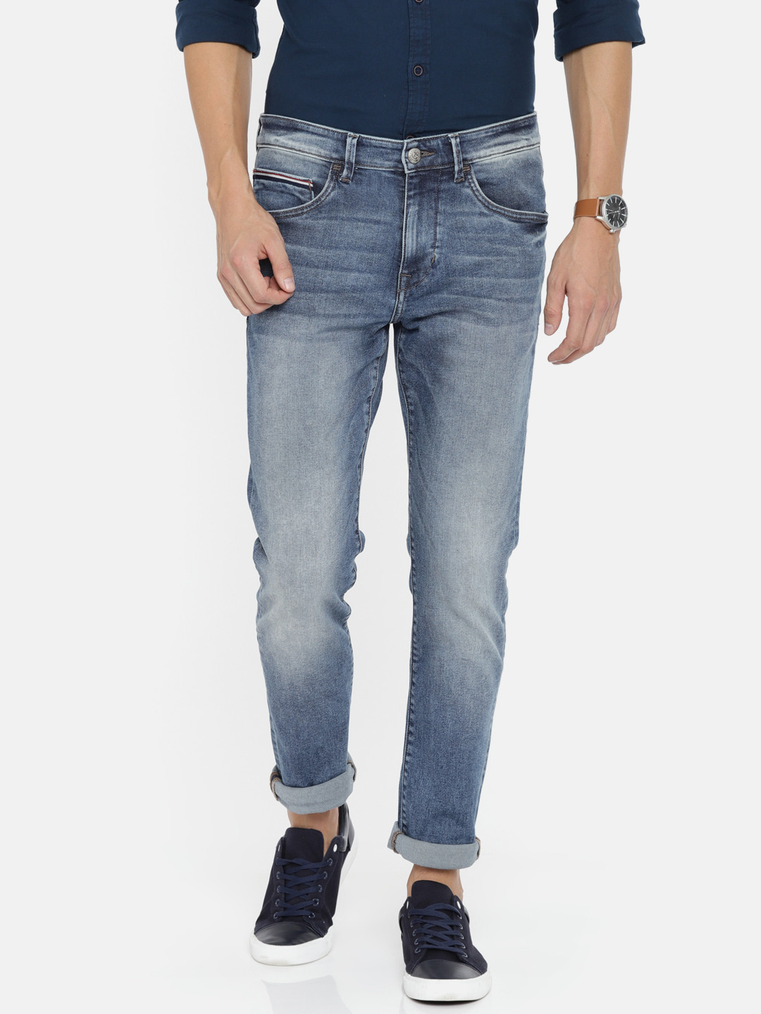 Buy U.S. Polo Assn. Denim Co. Men Blue Slim Fit Mid Rise Clean Look