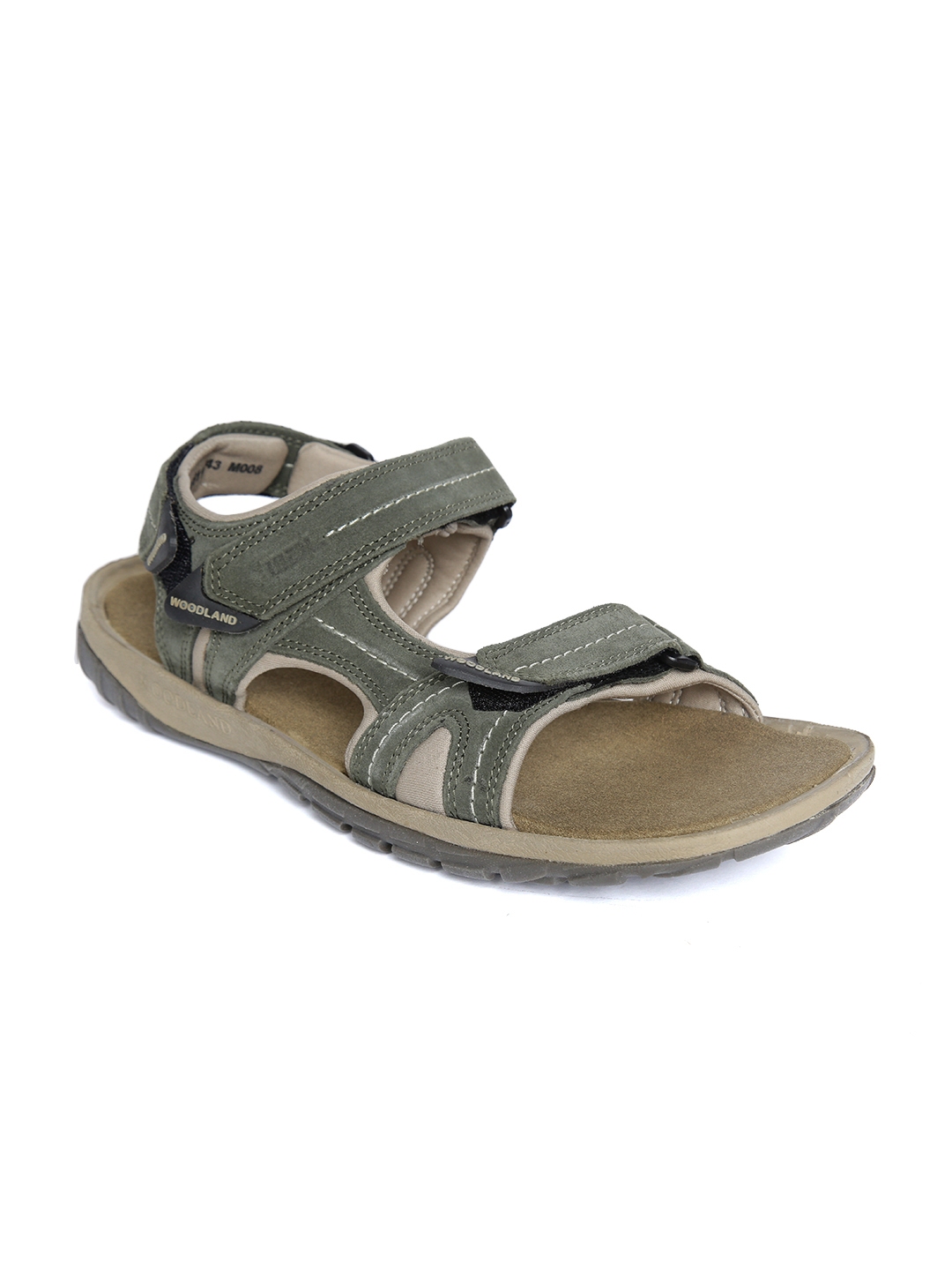 woodland men olive green leather sandals