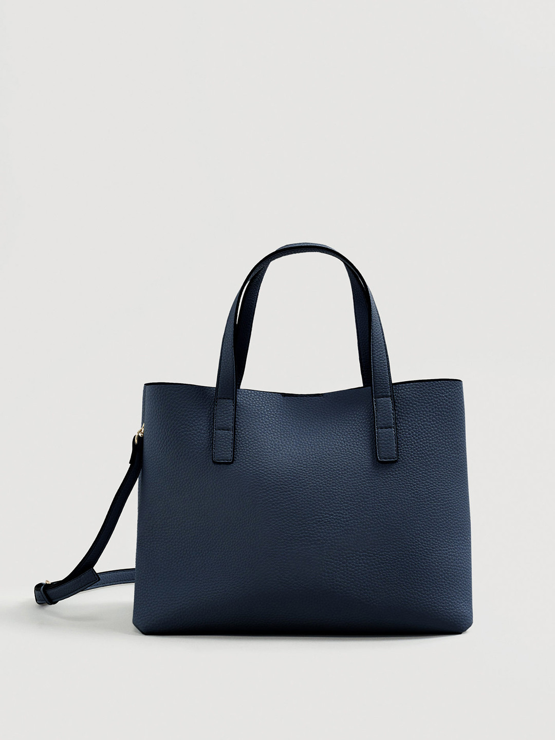 Buy MANGO Navy Blue Solid Handheld Bag With Detachable Sling Strap