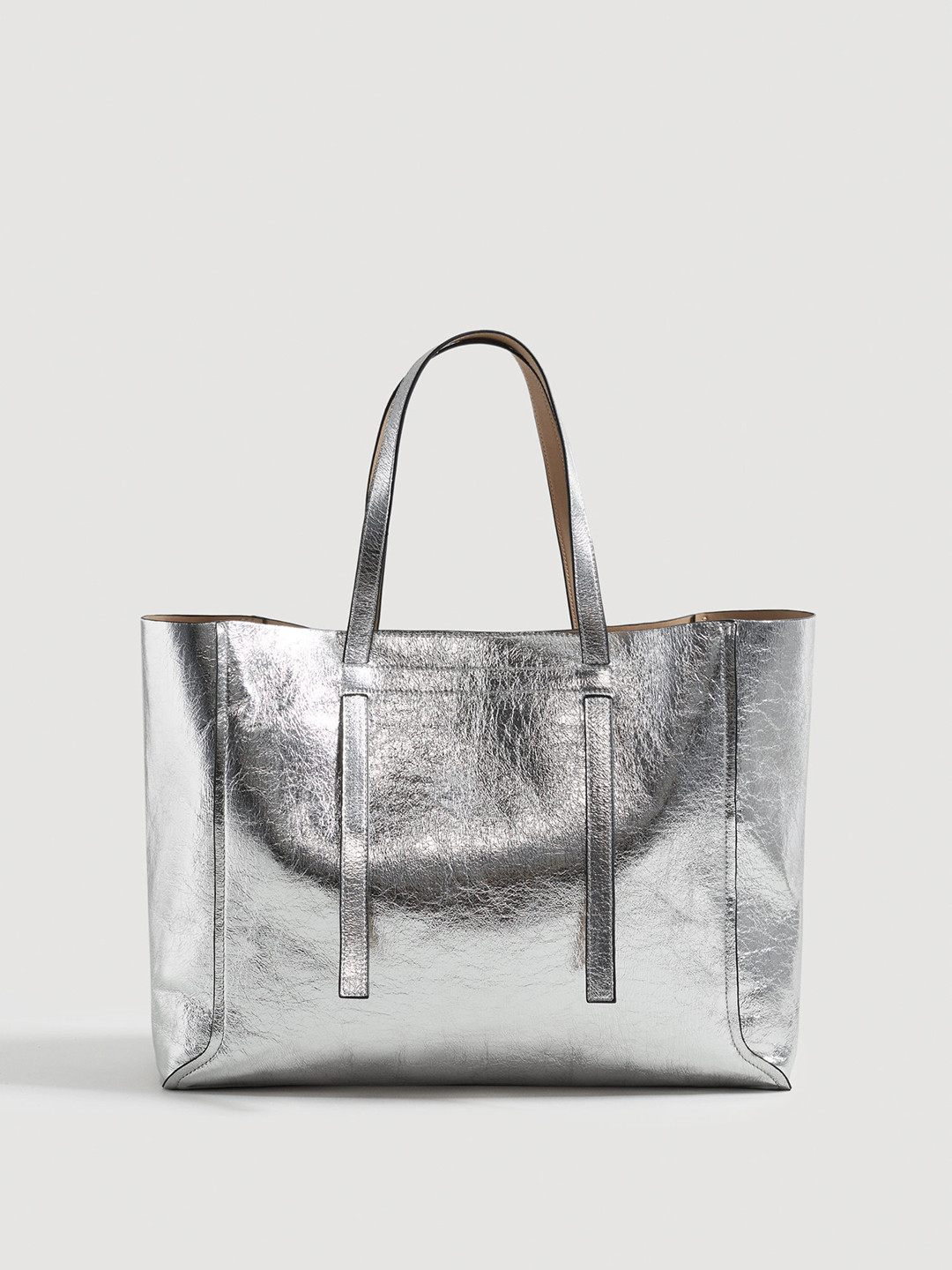 Buy MANGO Silver Toned Solid Shoulder Bag Handbags for Women 6995332