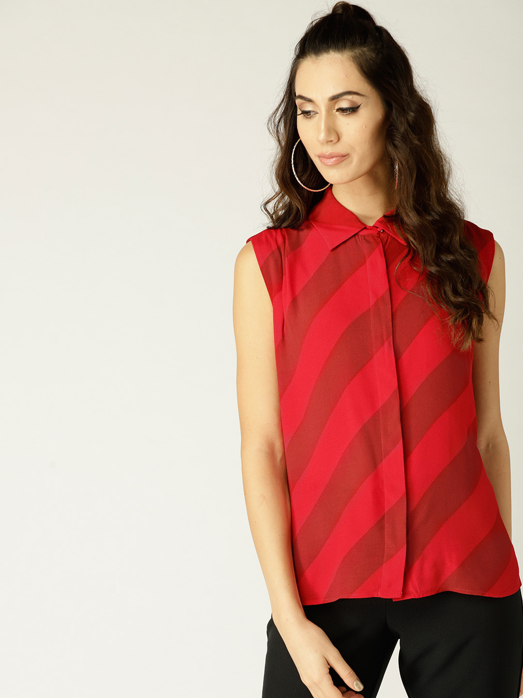 Buy MANGO Women Red Regular Fit Striped Casual Shirt - Shirts for Women 6995795 | Myntra