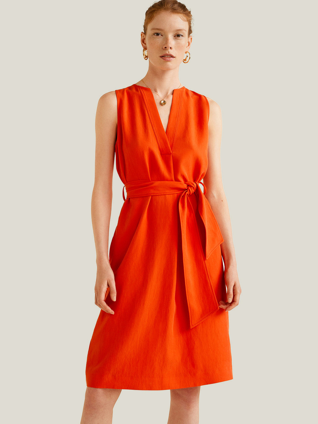 Buy MANGO Women Orange Solid A Line Dress Dresses for Women 6995819 Myntra