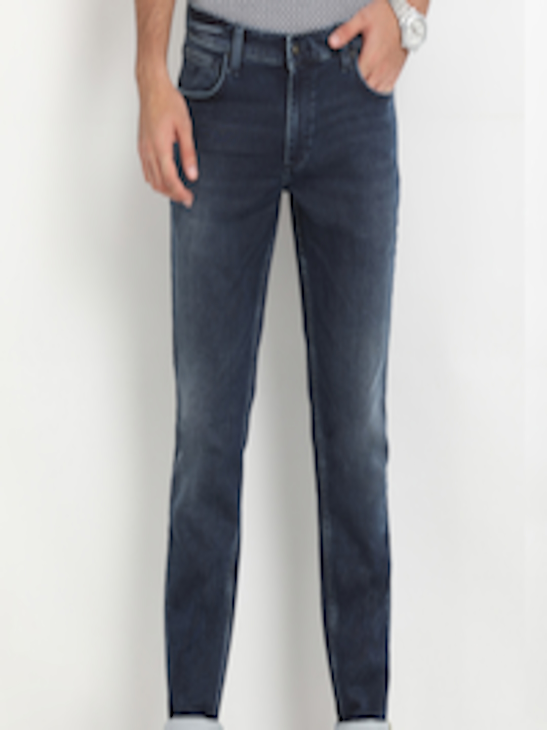 Buy Indian Terrain Men Navy Blue Skinny Fit Low Rise Clean Look Jeans ...