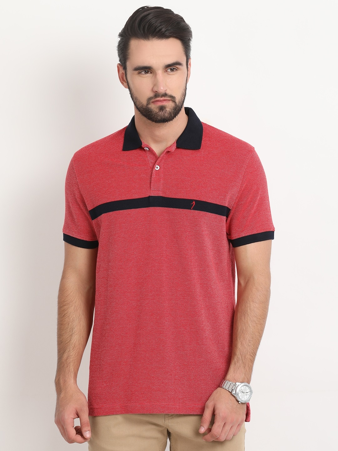 Buy Indian Terrain Men Pink Solid Polo Collar T Shirt - Tshirts for Men ...