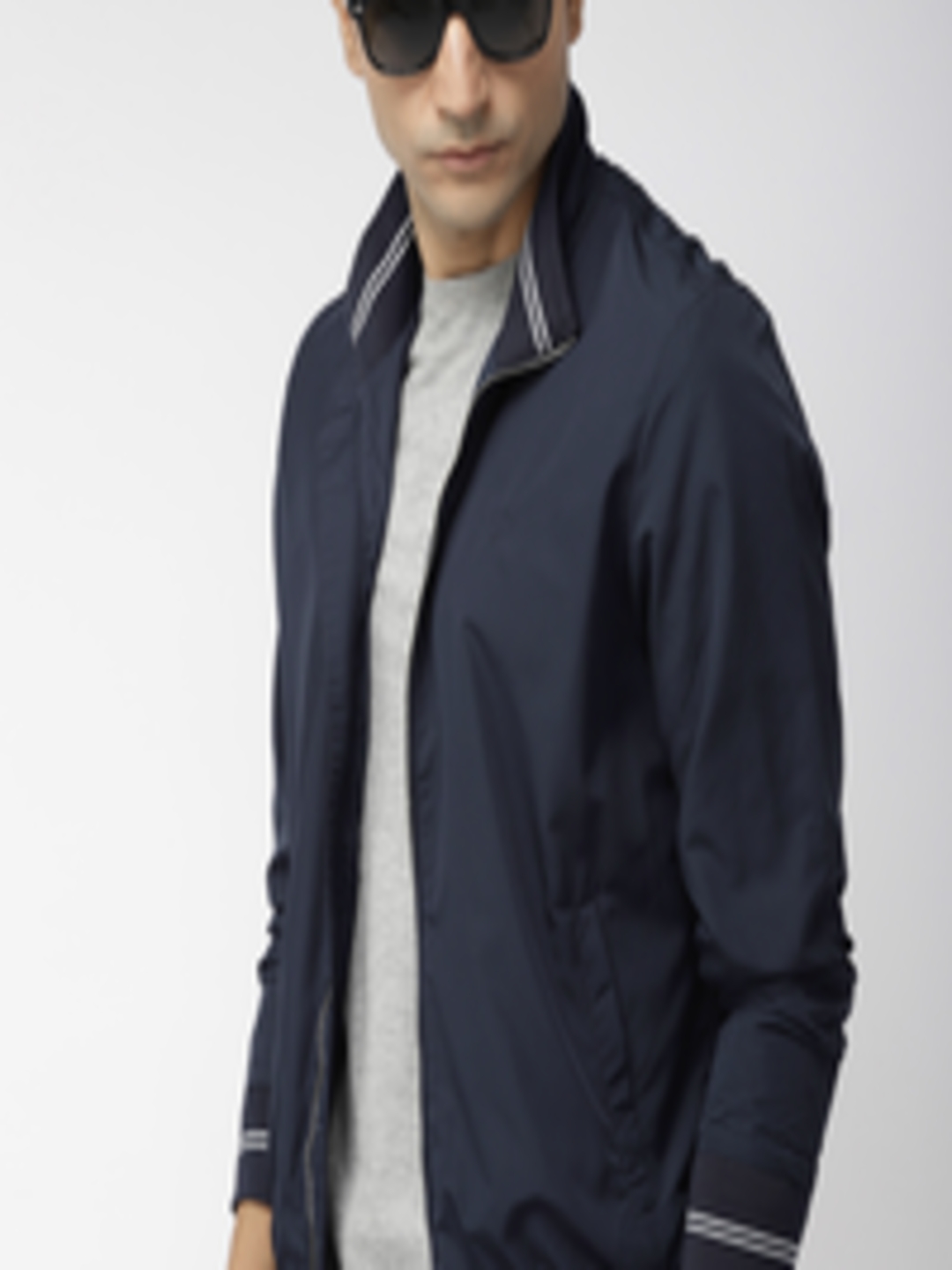 Buy Indian Terrain Men Navy Blue Solid Jacket - Jackets for Men 6997279 ...