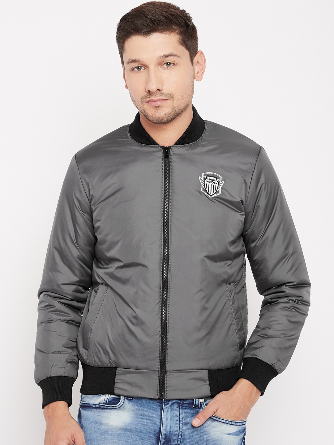 Buy Duke Men Grey Solid Bomber Jacket - Jackets for Men 6998222 | Myntra