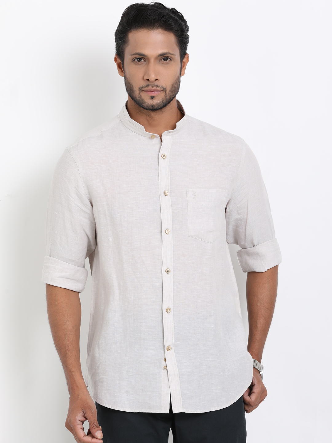 Buy Indian Terrain Men Brown Regular Fit Solid Casual Linen Shirt ...