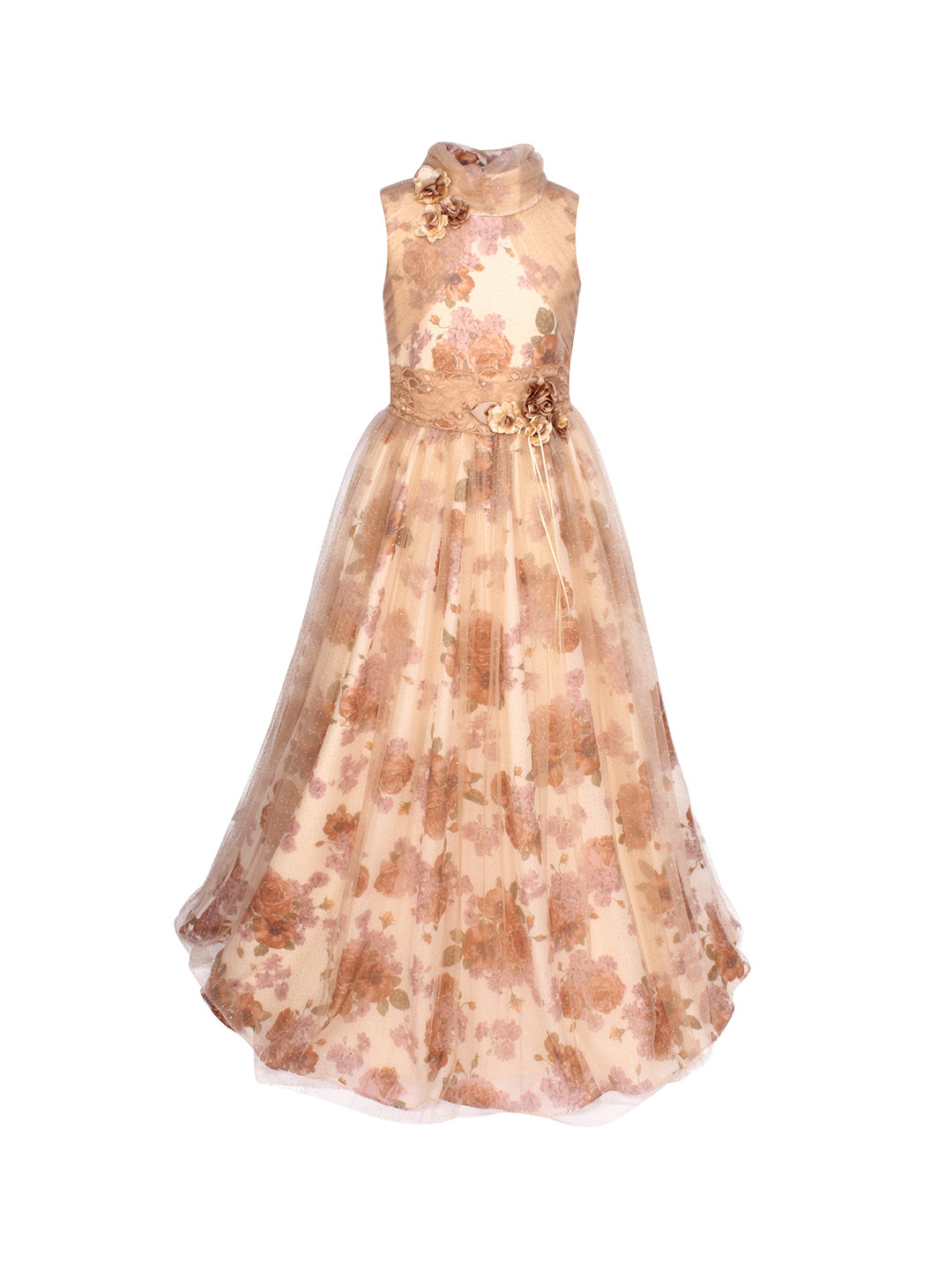 Buy CUTECUMBER Girls Cream Coloured Printed Maxi Dress Dresses for