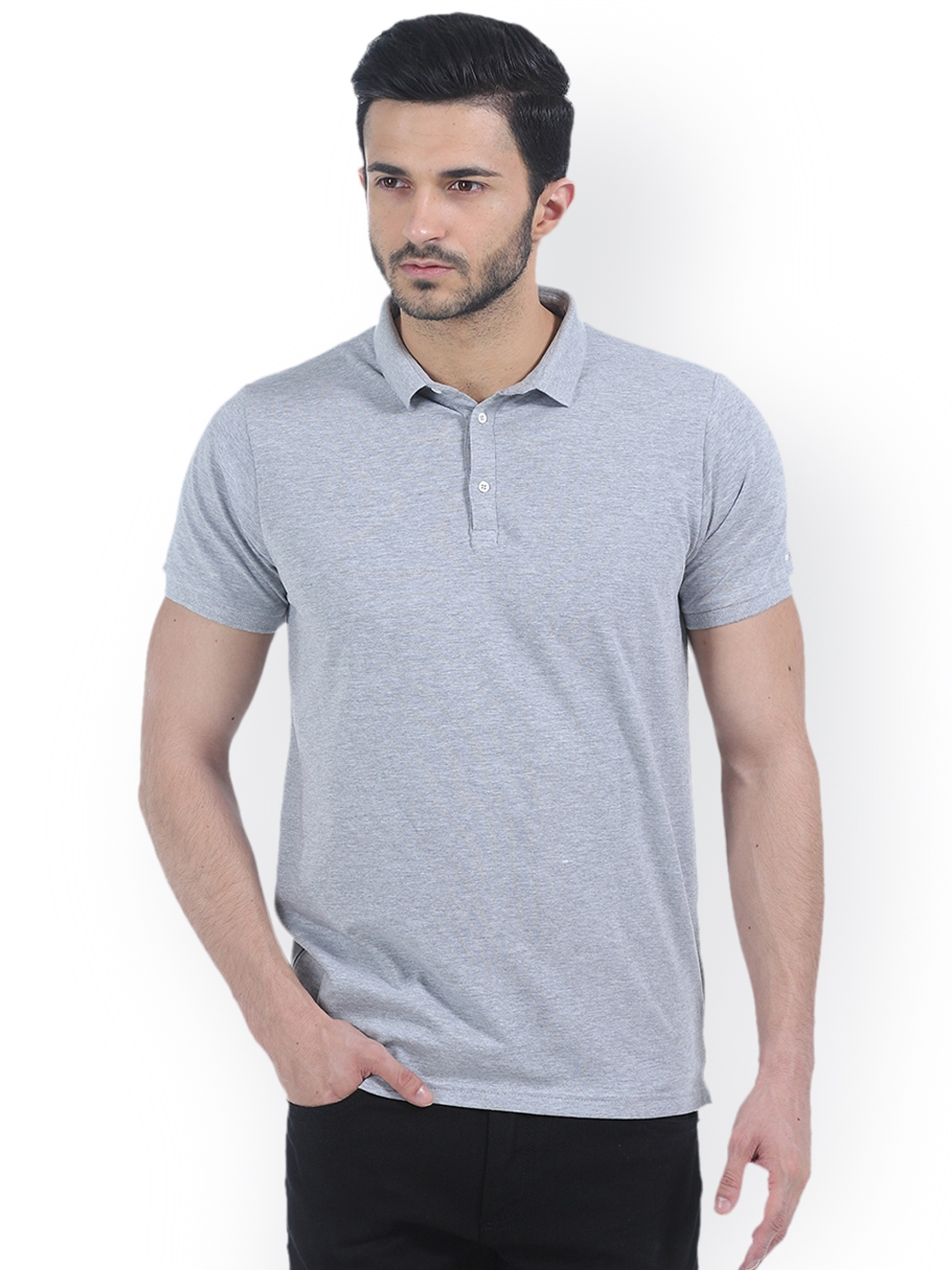 Buy Basics Men Grey Solid Polo Collar T Shirt - Tshirts for Men 7010277 ...
