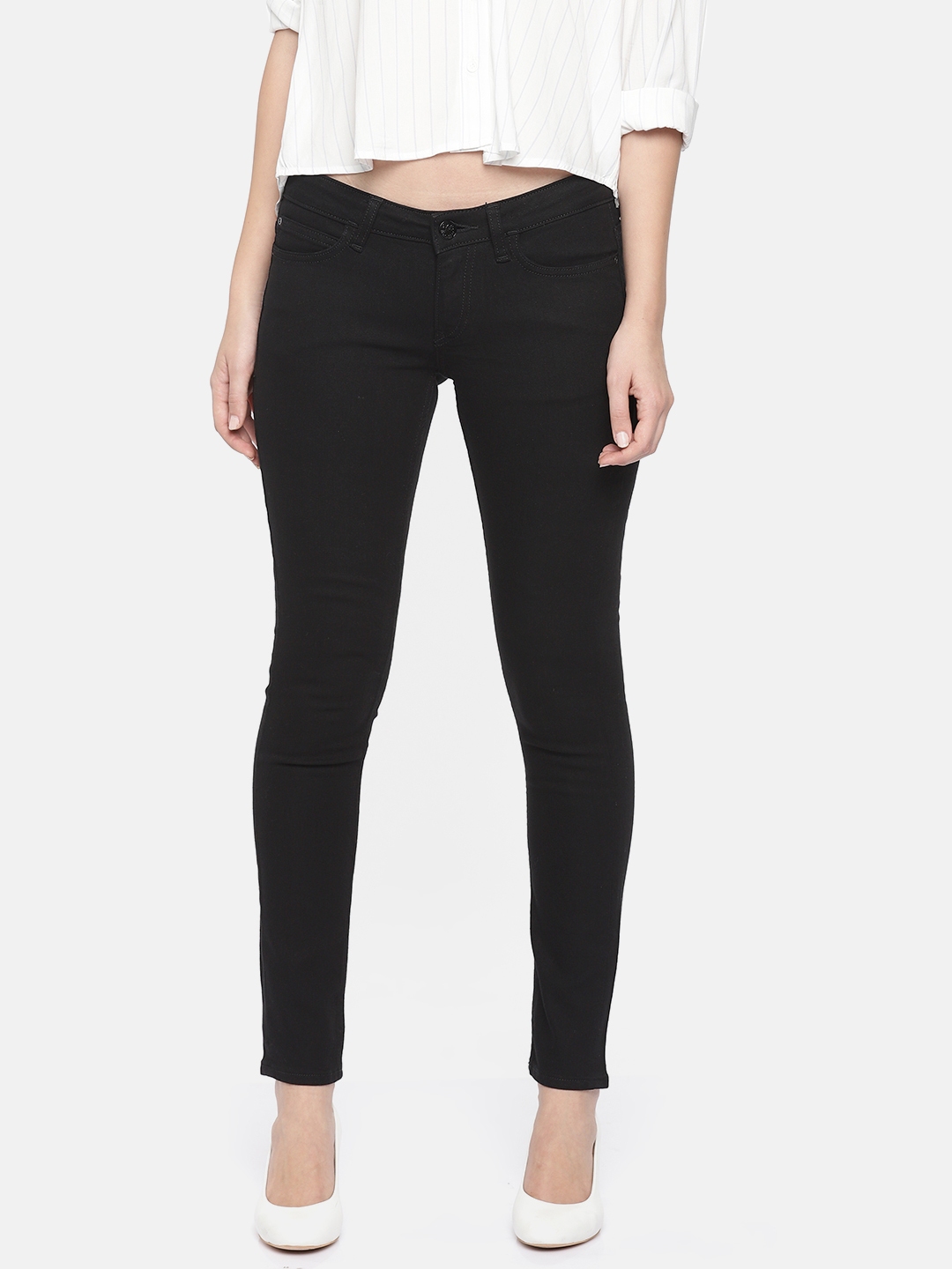 Buy Lee Women Black Slim Fit Low Rise Clean Look Jeans - Jeans for ...