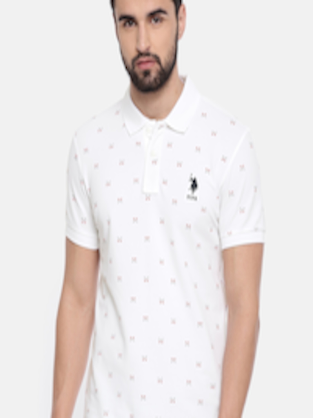 Buy U.S. Polo Assn. Men White Printed Polo Collar T Shirt - Tshirts for ...