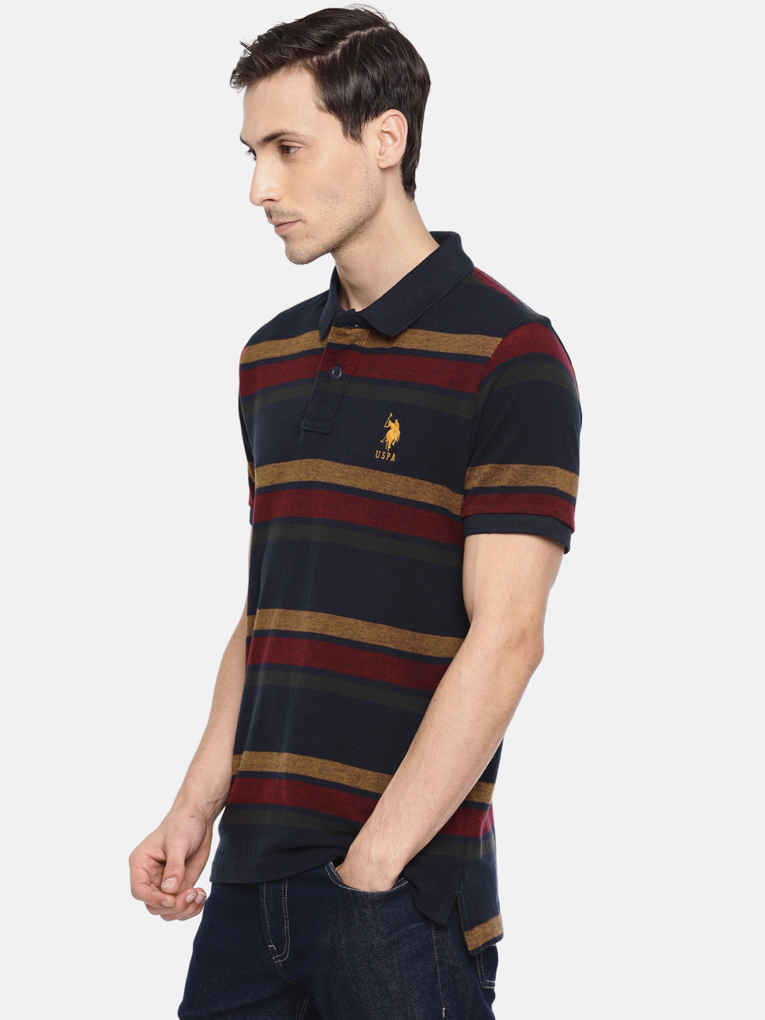 Men Navy & Maroon Colorblock Oversized Zipper Sweatshirt