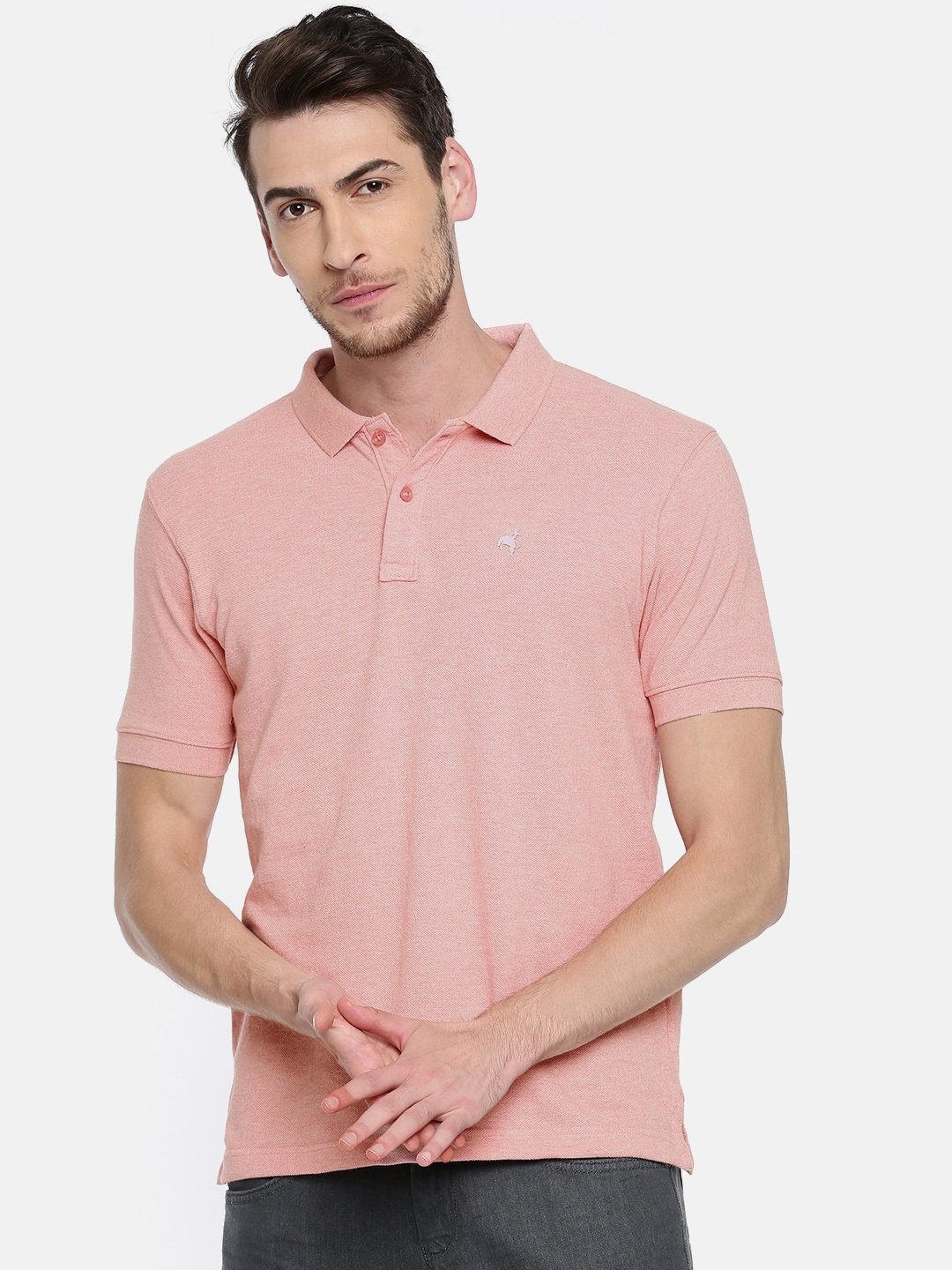 Buy Wrangler Men Pink Solid Polo Collar T Shirt - Tshirts for Men ...