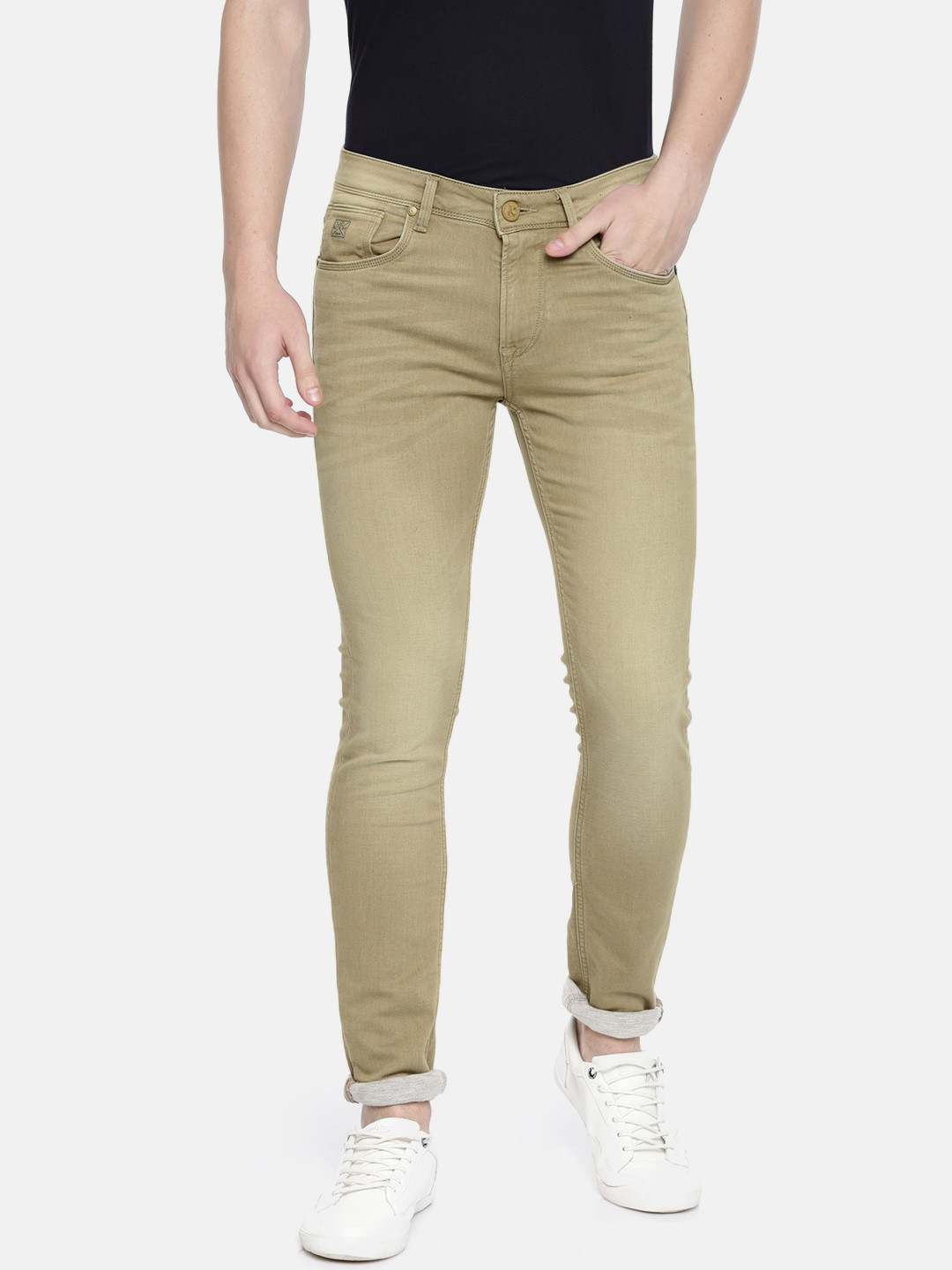 Buy Killer Men Khaki Skinny Fit Mid Rise Clean Look Stretchable Jeans