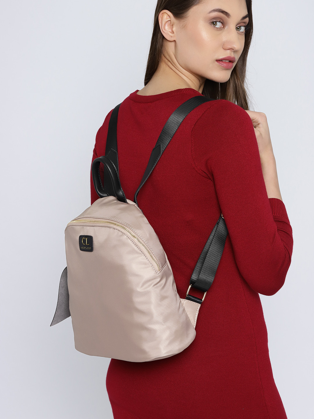 Buy Carlton London Women Beige Solid Backpack Backpacks for Women